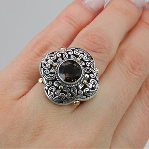 Sterling Silver and 18K Gold Smokey Topaz Ring